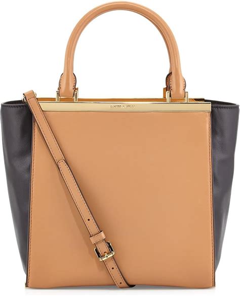 Michael Kors Lana Medium Tote Suntan/blk Leather 